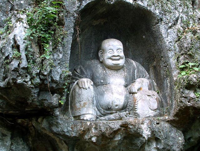 The Laughing Buddha at the Flying Peak in Lingyin Temple